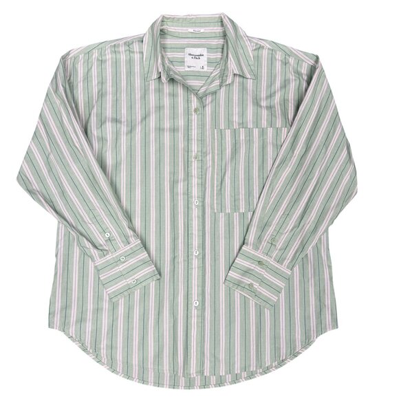 Women's ABERCROMBIE‎ & FITCH Oversized Striped Breezy Shirt- Size Medium - Picture 1 of 9